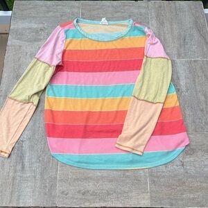 Bibi Waffle knit striped long‎ sleeve shirt